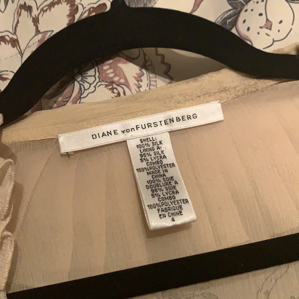 Diane Von Furstenberg Cream Ruffle Wrap Blouse - Picture 2 of 4